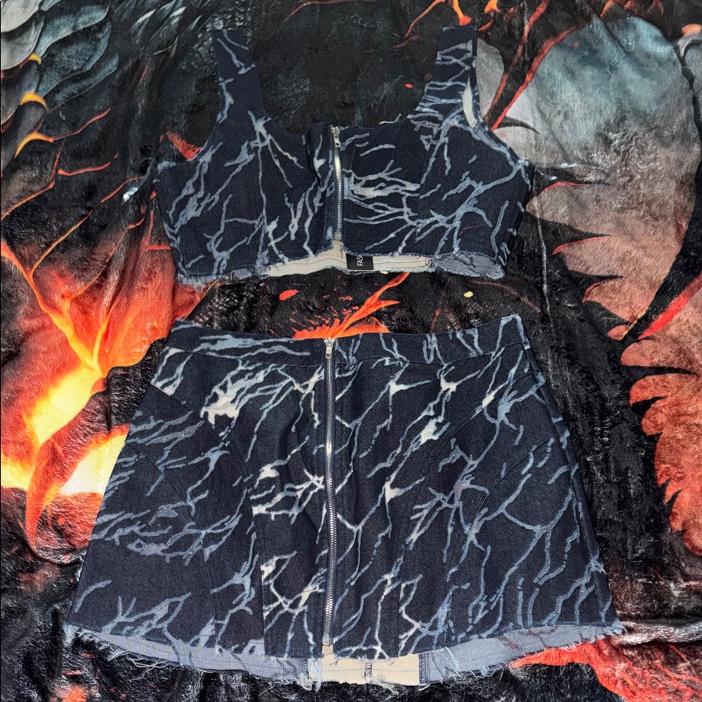 Thunder Denim Skirt Set